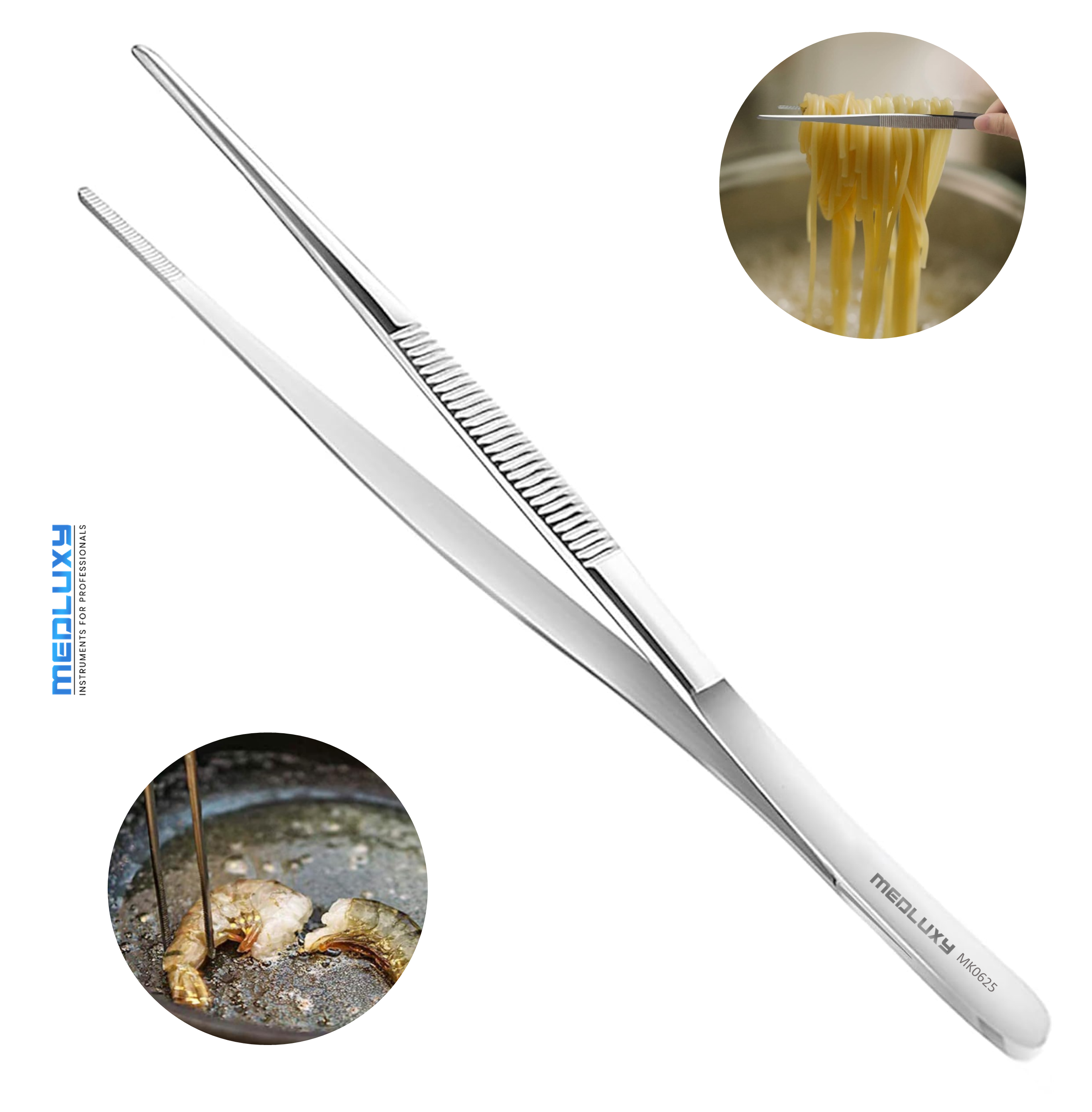 Medluxy – Professionele Keukenpincet – 21 cm – RVS – Robuust - Precisie & Perfecte Grip